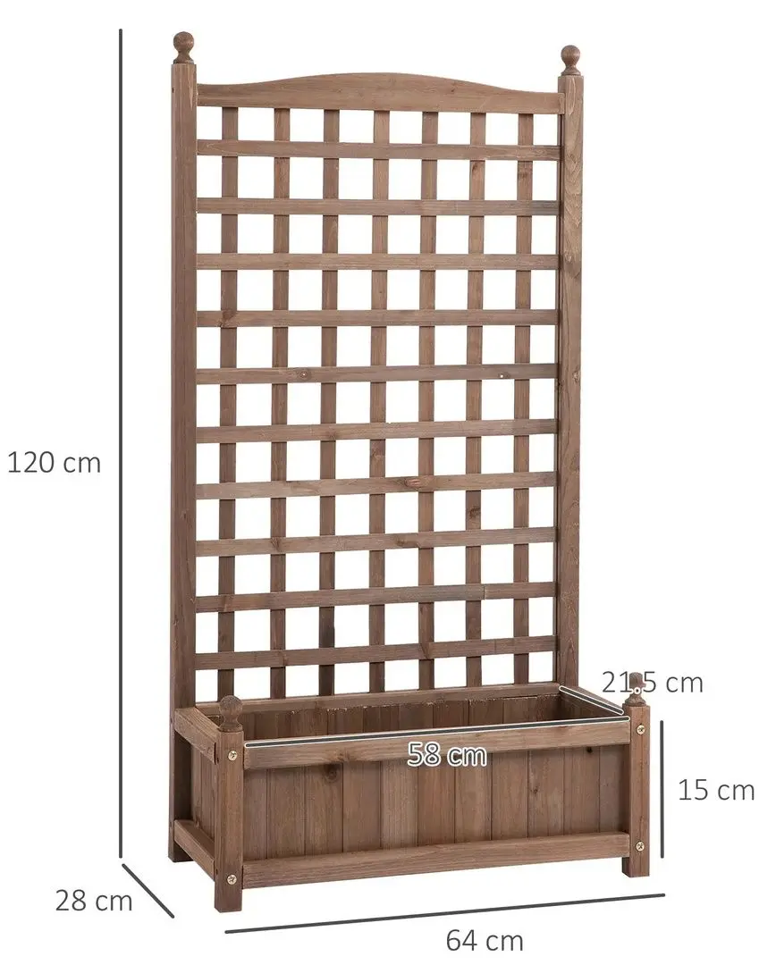 Jardiniera de flori + spalier Outsunny 845-463 (Brown)