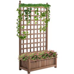 Jardiniera de flori + spalier Outsunny 845-463 (Brown)
