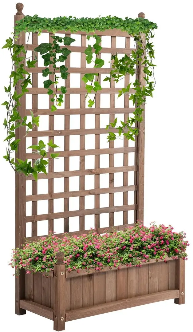 Jardiniera de flori + spalier Outsunny 845-463 (Brown)