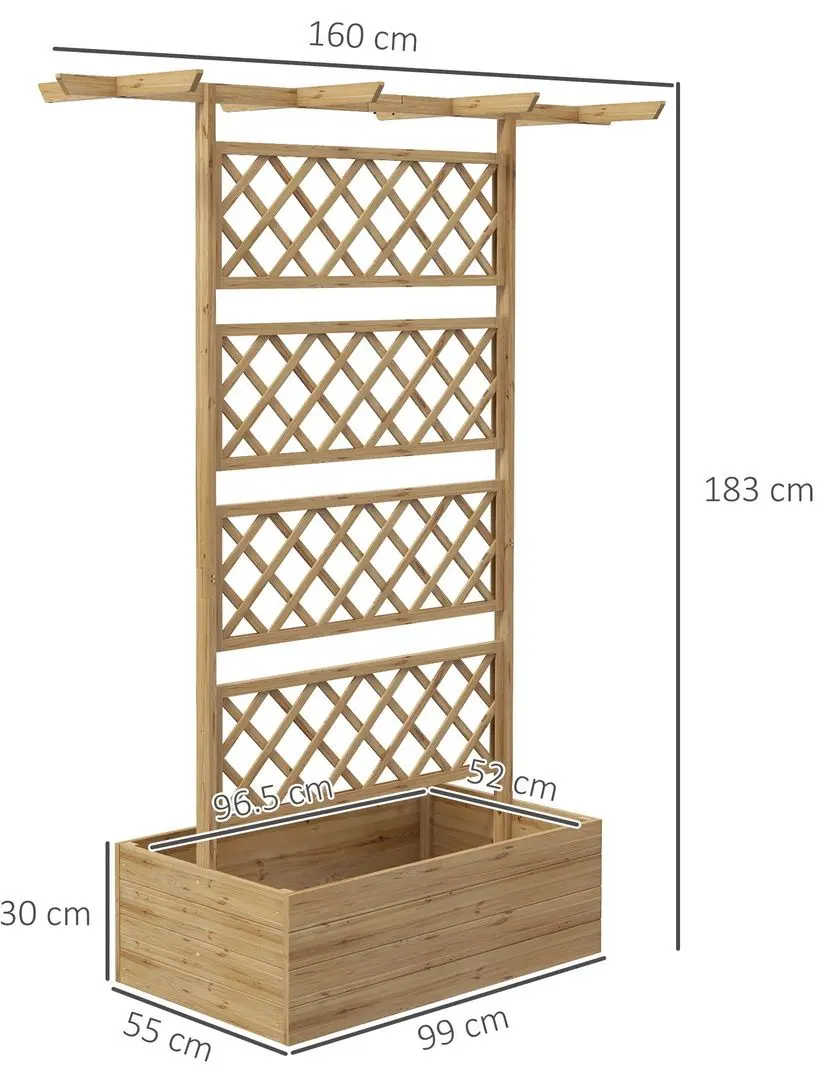 Jardiniera de flori + spalier Outsunny 845-999V00ND (Natural)