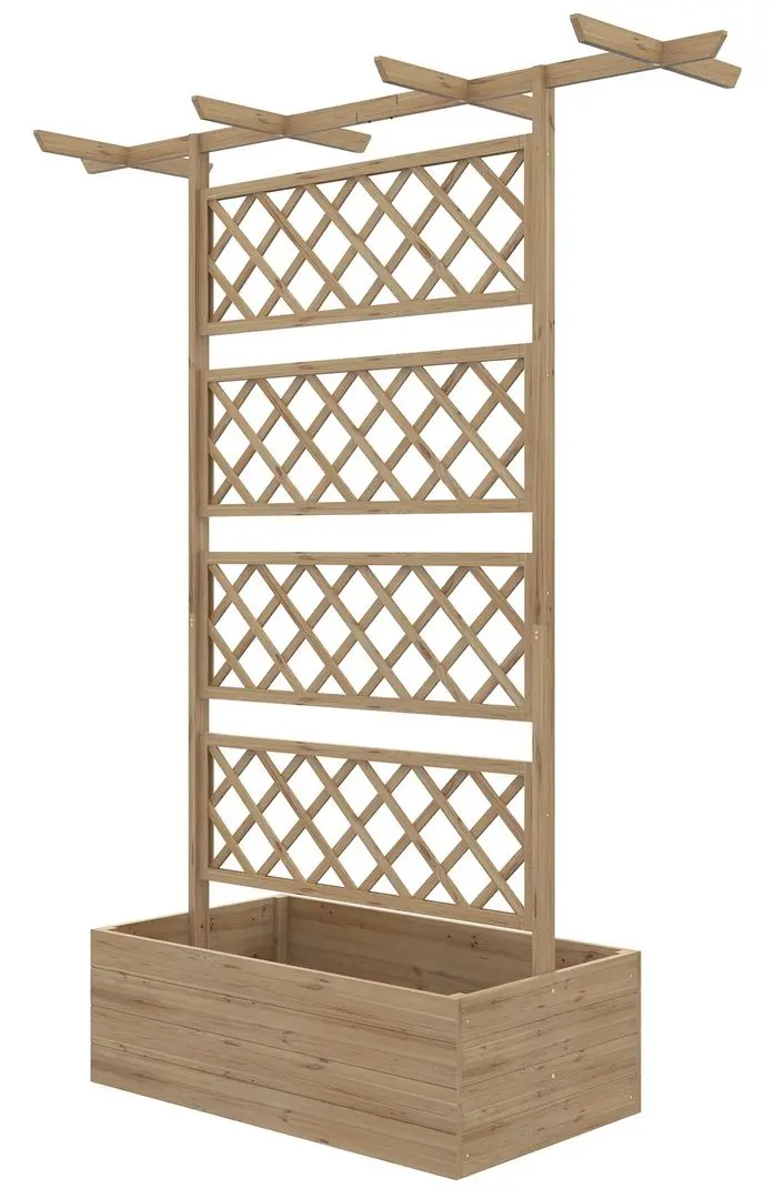 Jardiniera de flori + spalier Outsunny 845-999V00ND (Natural)