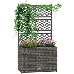 Jardiniera de flori + spalier Outsunny 867-187V00GG (Grey) Thumb