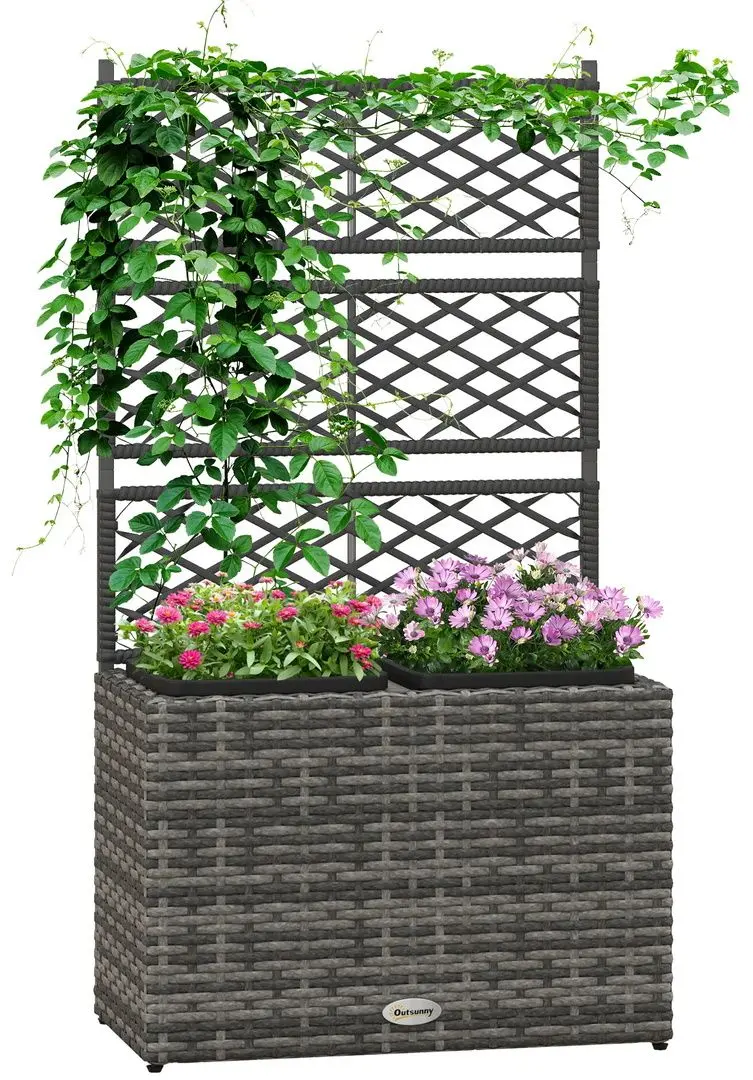 Jardiniera de flori + spalier Outsunny 867-187V00GG (Grey)