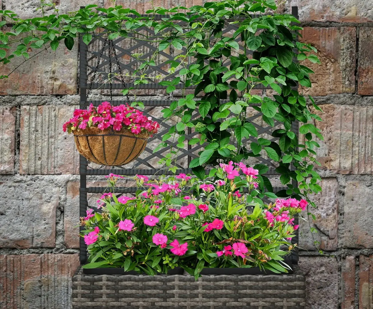 Jardiniera de flori + spalier Outsunny 867-187V00GG (Grey)