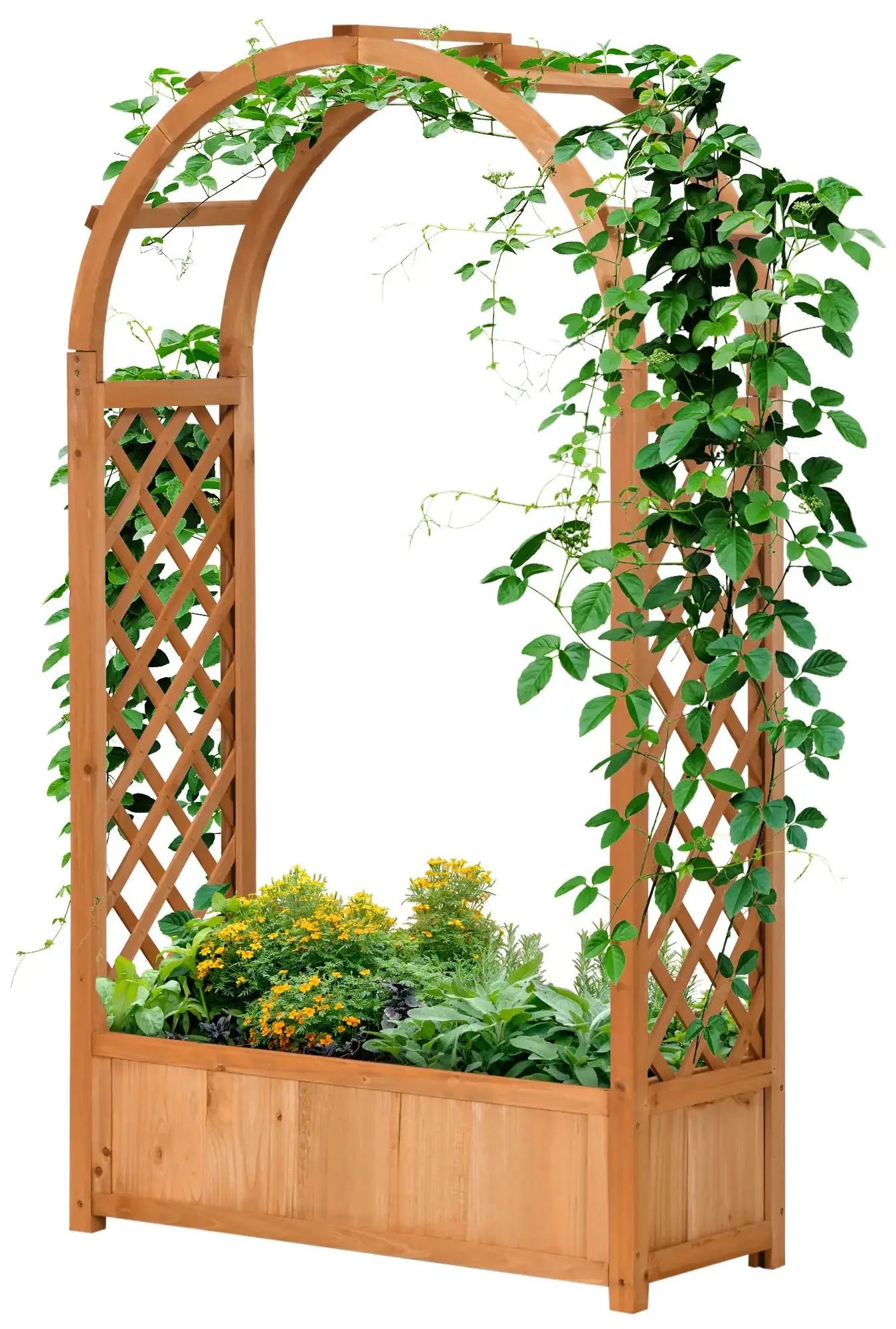 Jardiniera cu spalier Outsunny 845-777V00BN (Natural) - 2