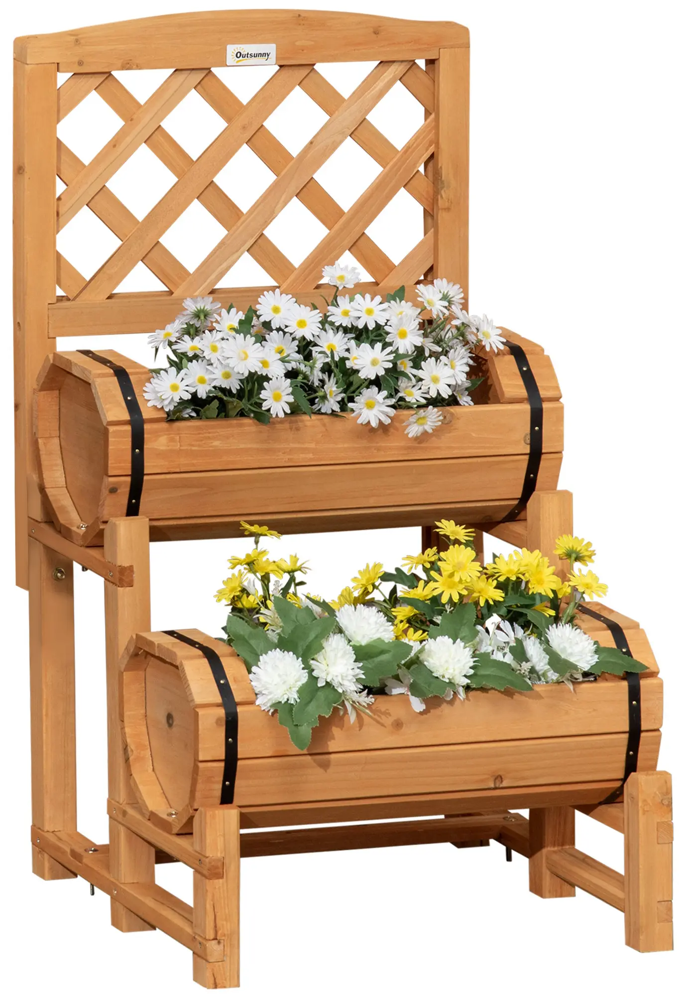 Двухъярусная подставка для цветов со шпалерой Outsunny 845-790V00YL (Yellow) - 2