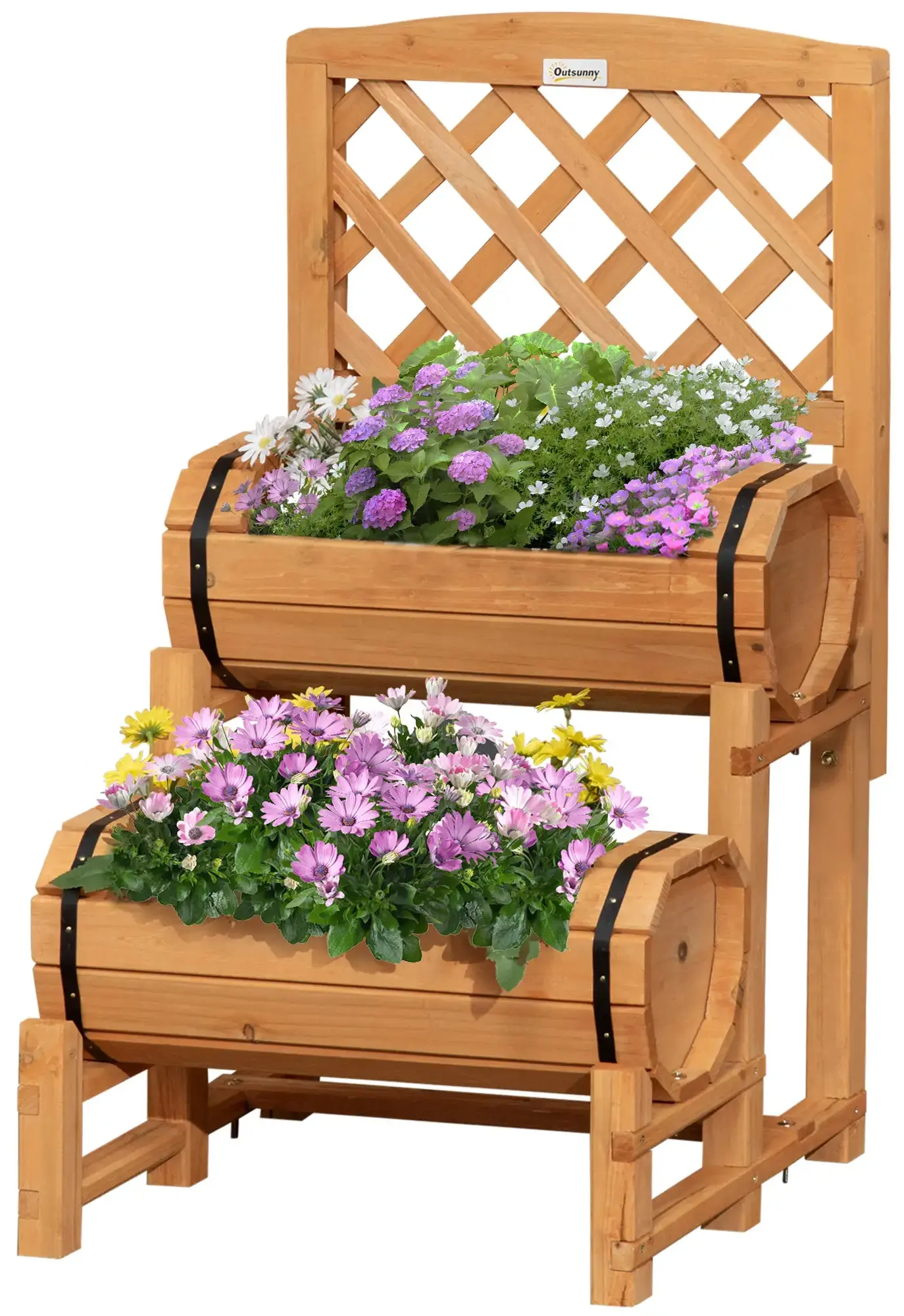 Двухъярусная подставка для цветов со шпалерой Outsunny 845-790V00YL (Yellow) - 3