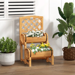 Suport pentru plante cu 2 nivele si spalier Outsunny 845-790V00YL (Yellow)