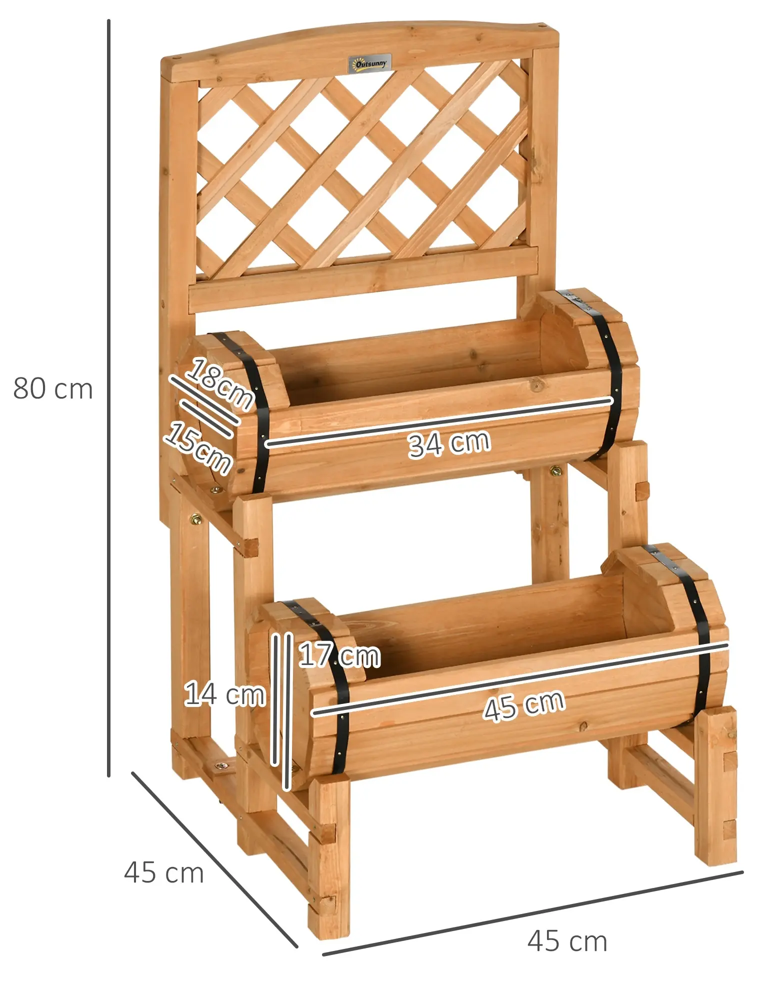 Двухъярусная подставка для цветов со шпалерой Outsunny 845-790V00YL (Yellow) - 4