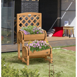 Двухъярусная подставка для цветов со шпалерой Outsunny 845-790V00YL (Yellow) Thumb