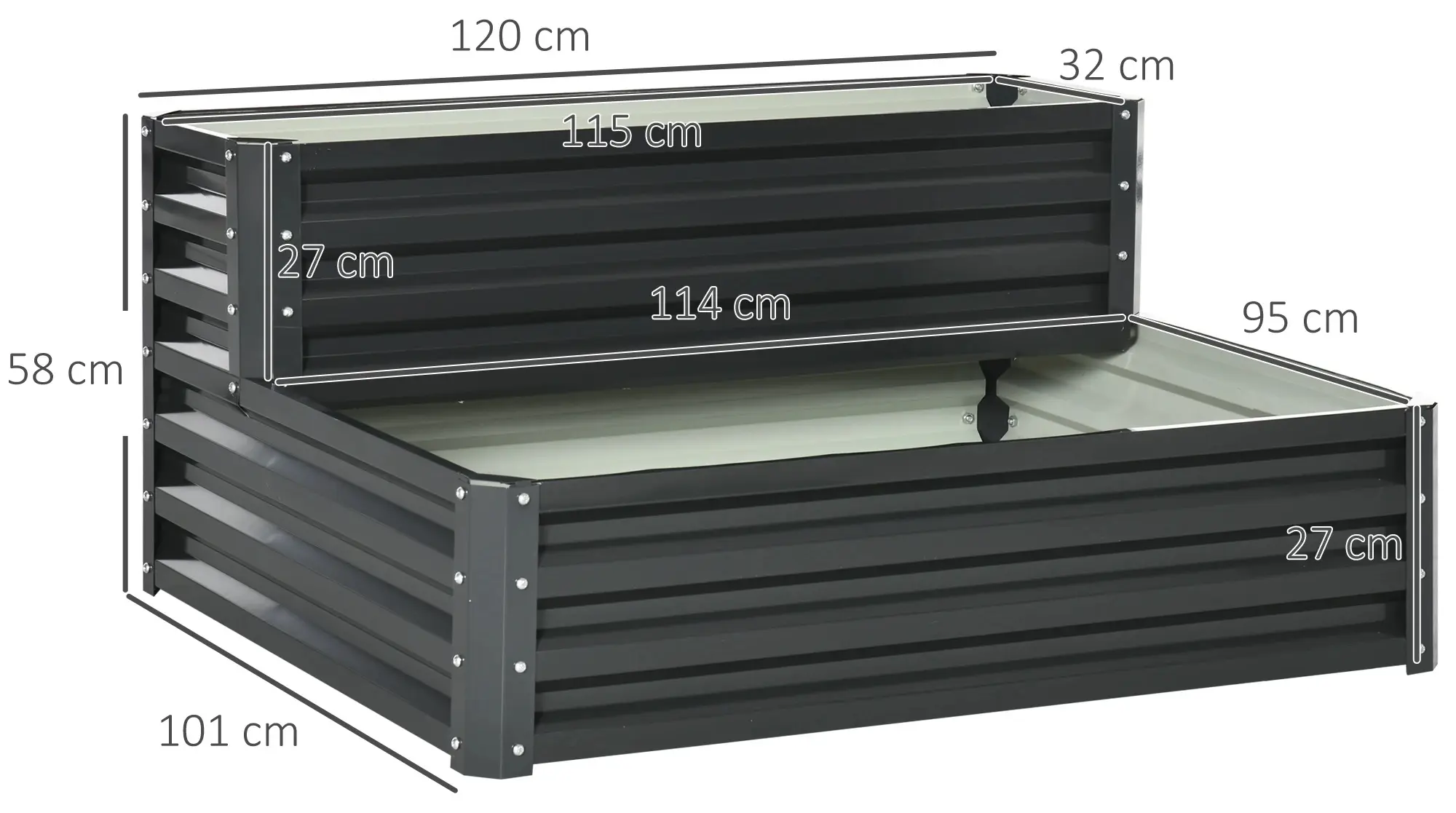 Двухъярусная приподнятая грядка Outsunny 845-843V00CG (Dark Grey) - 5