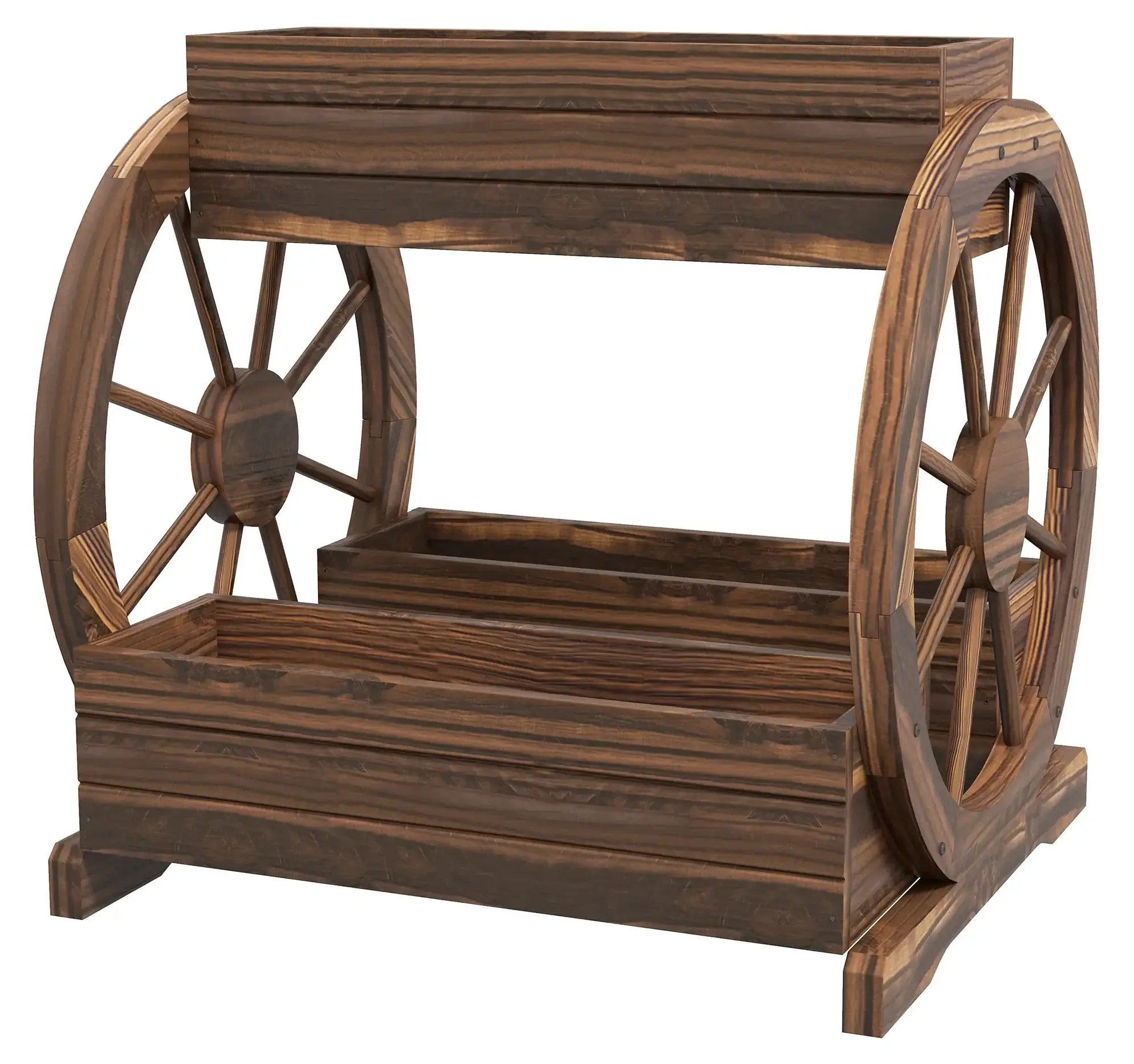 Pat de gradina inaltat cu 2 nivele Outsunny 84H-030V00TN (Natural) - 2