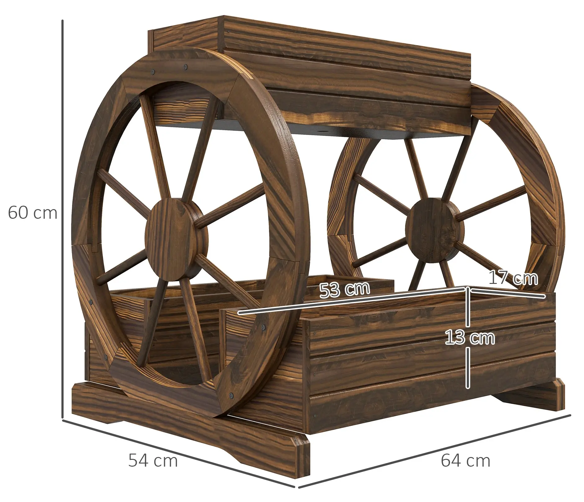 Pat de gradina inaltat cu 2 nivele Outsunny 84H-030V00TN (Natural) - 4