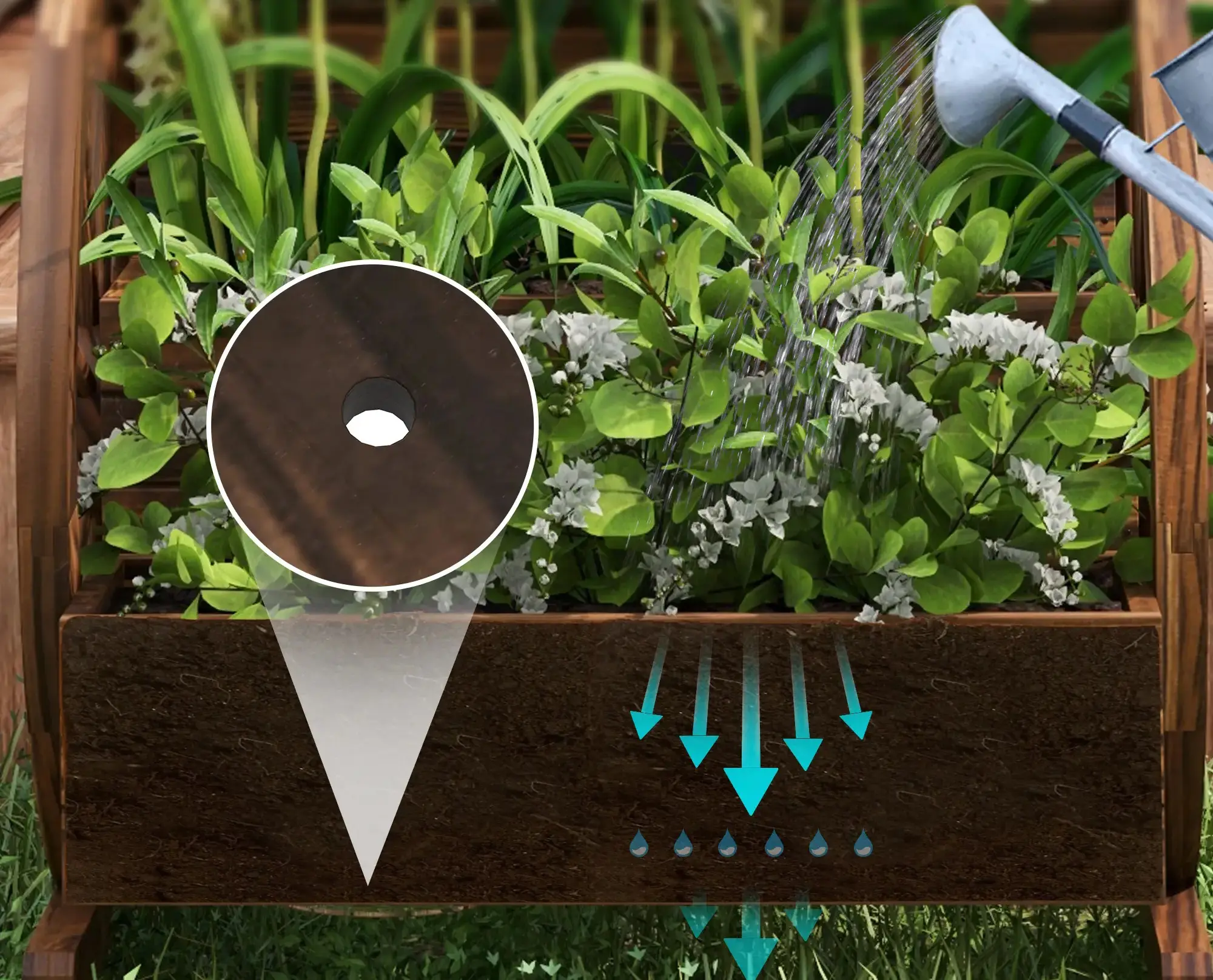 Pat de gradina inaltat cu 2 nivele Outsunny 84H-030V00TN (Natural) - 5