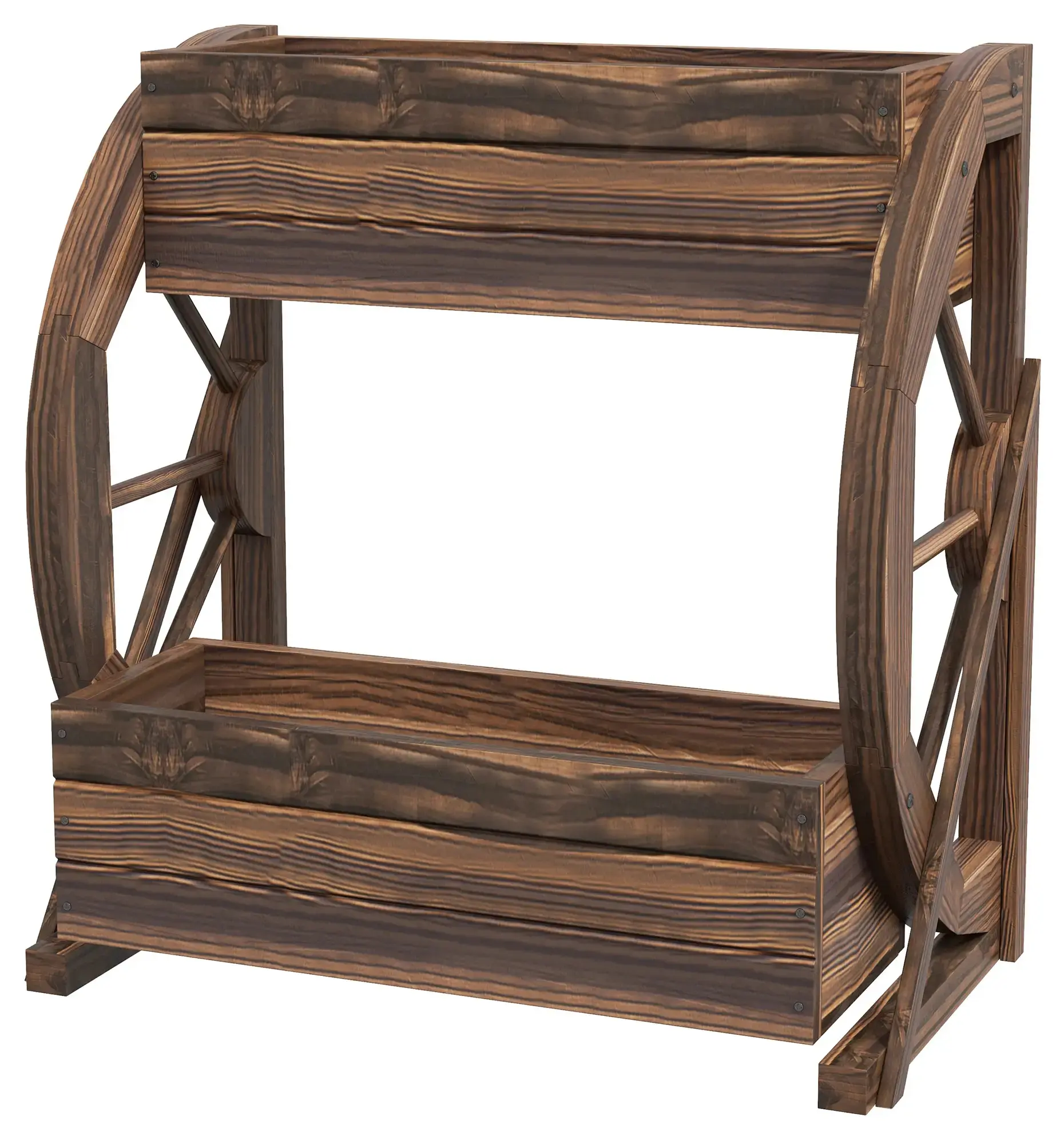 Pat de gradina inaltat cu 2 nivele Outsunny 84H-031V00TN (Natural) - 2