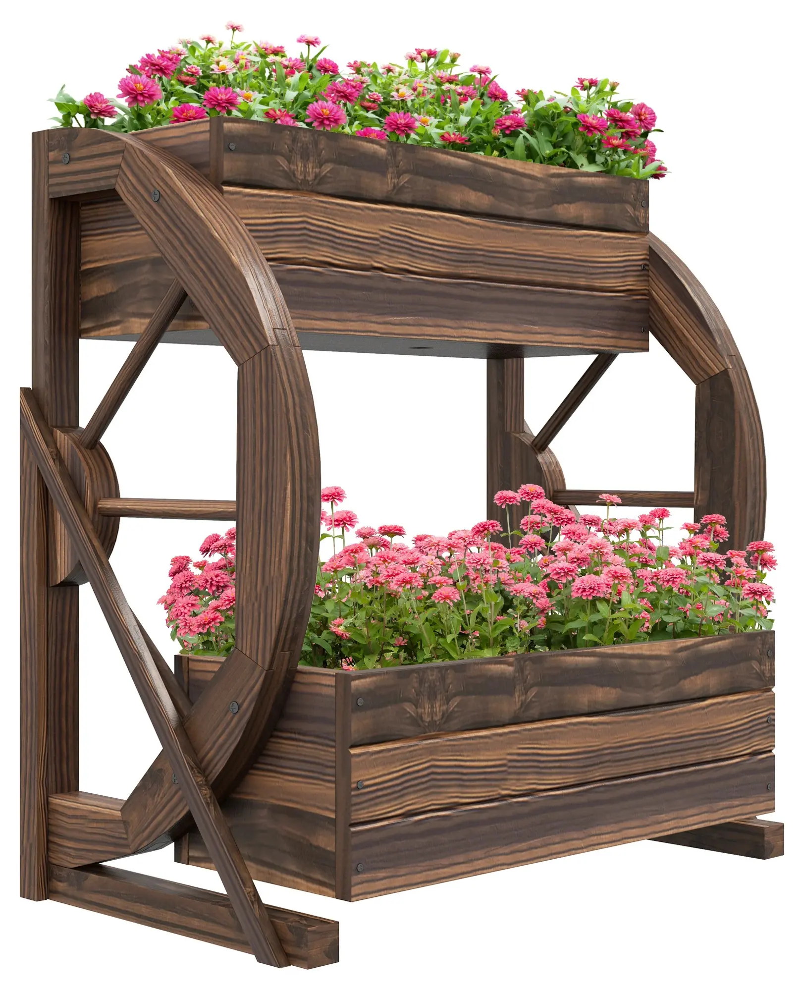 Pat de gradina inaltat cu 2 nivele Outsunny 84H-031V00TN (Natural) - 3