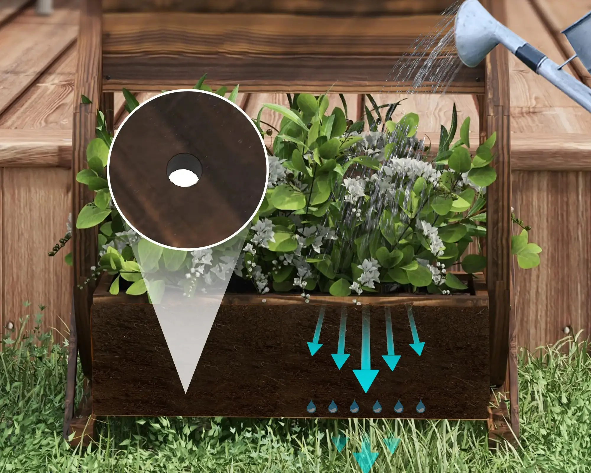 Pat de gradina inaltat cu 2 nivele Outsunny 84H-031V00TN (Natural) - 8