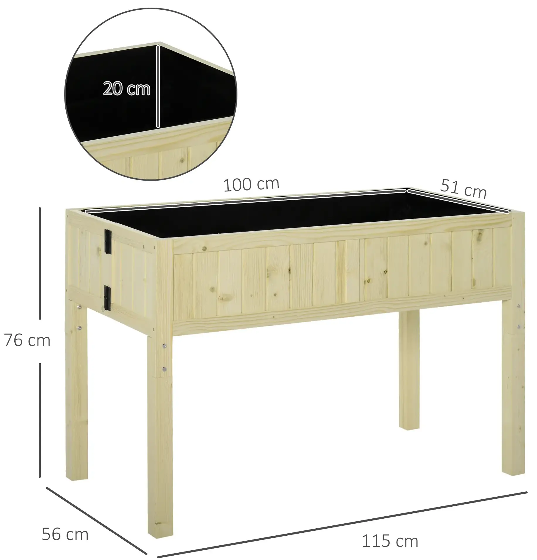 Pat de gradina inaltat Outsunny 845-362 (Natural) - 4