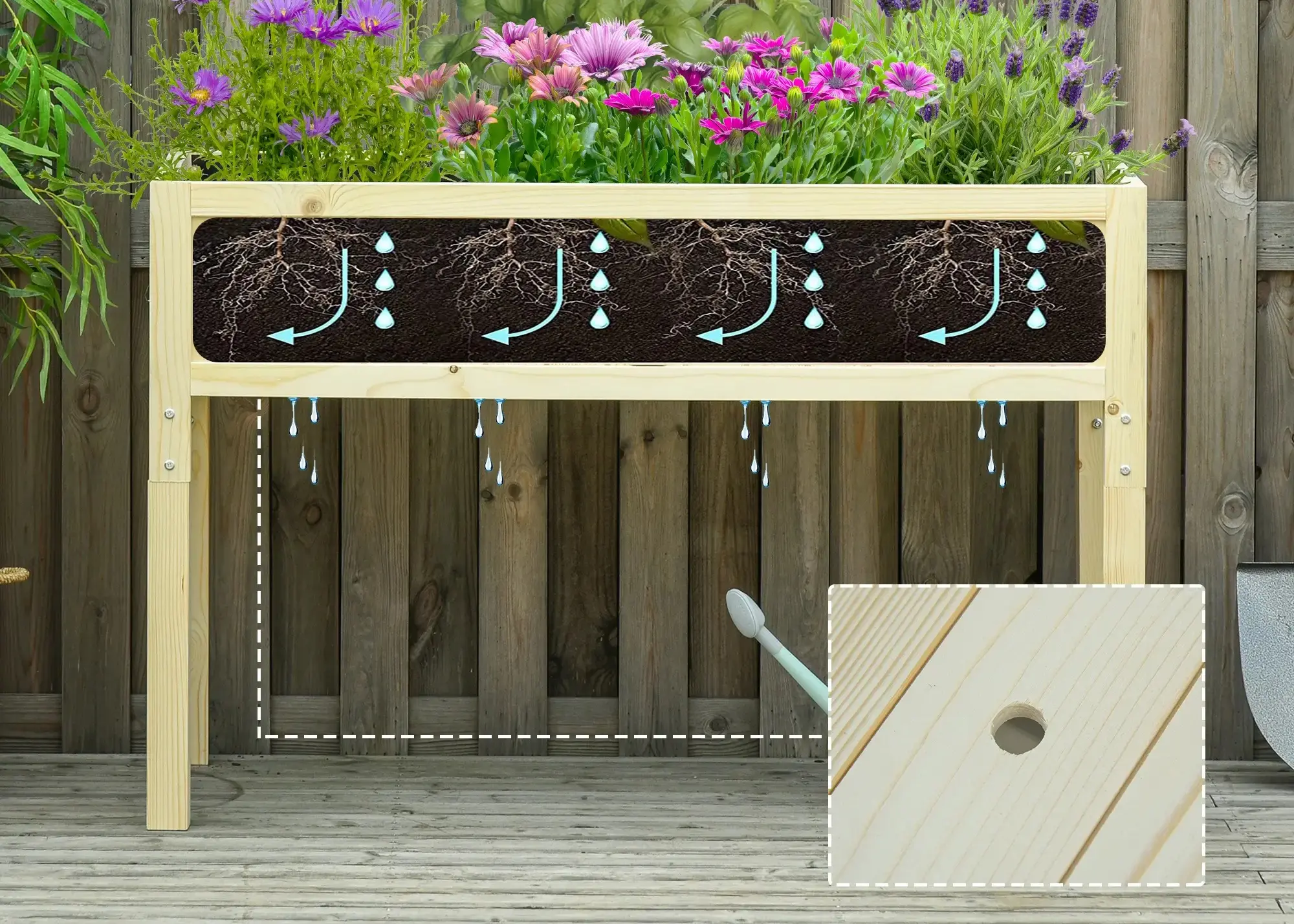 Pat de gradina inaltat Outsunny 845-362 (Natural) - 5