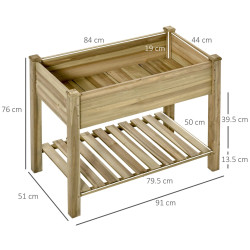 Pat de gradina inaltat cu picioare Outsunny 845-661 (Natural) Thumb