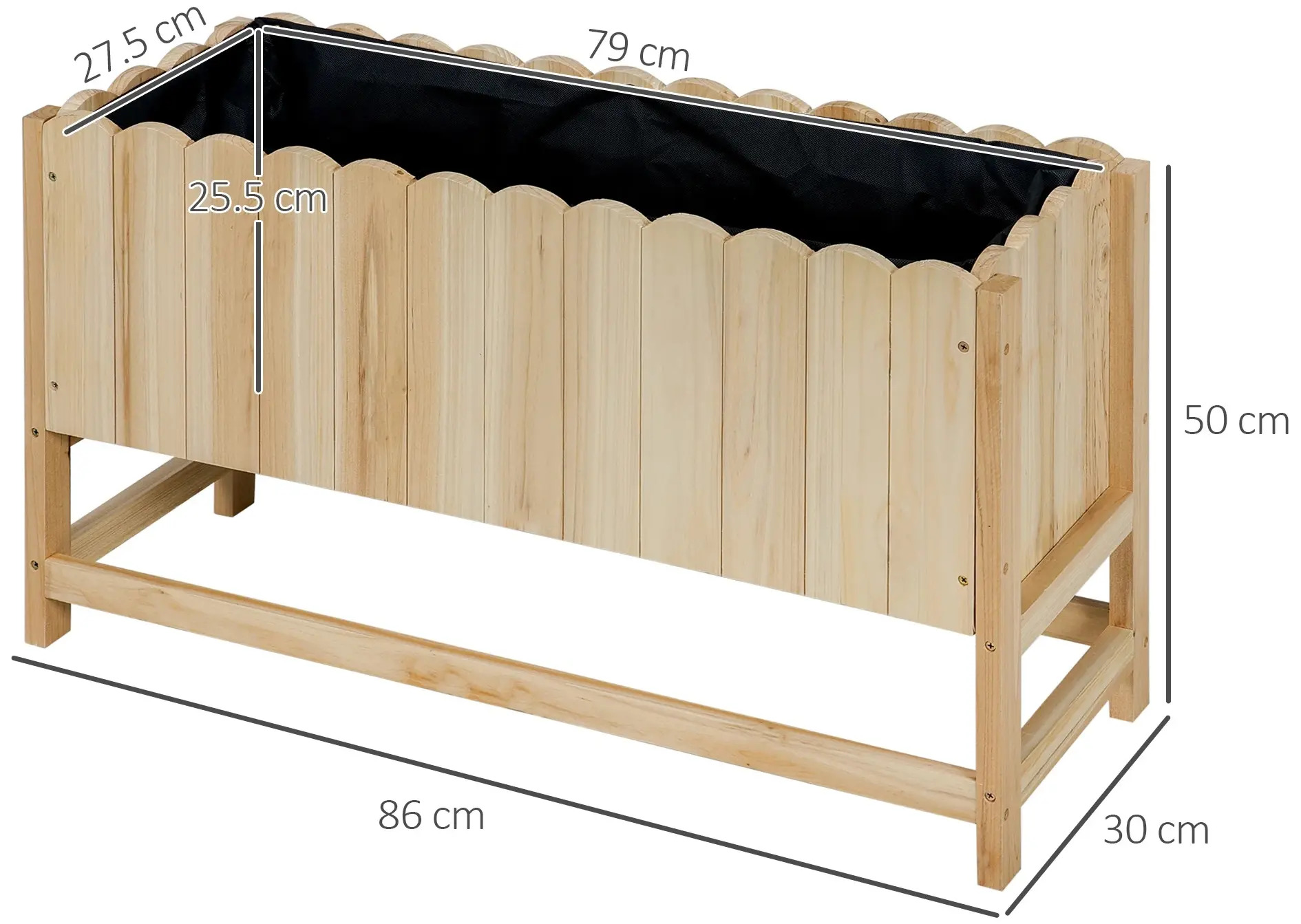Pat de gradina inaltat Outsunny 845-907V00ND (Natural) - 3