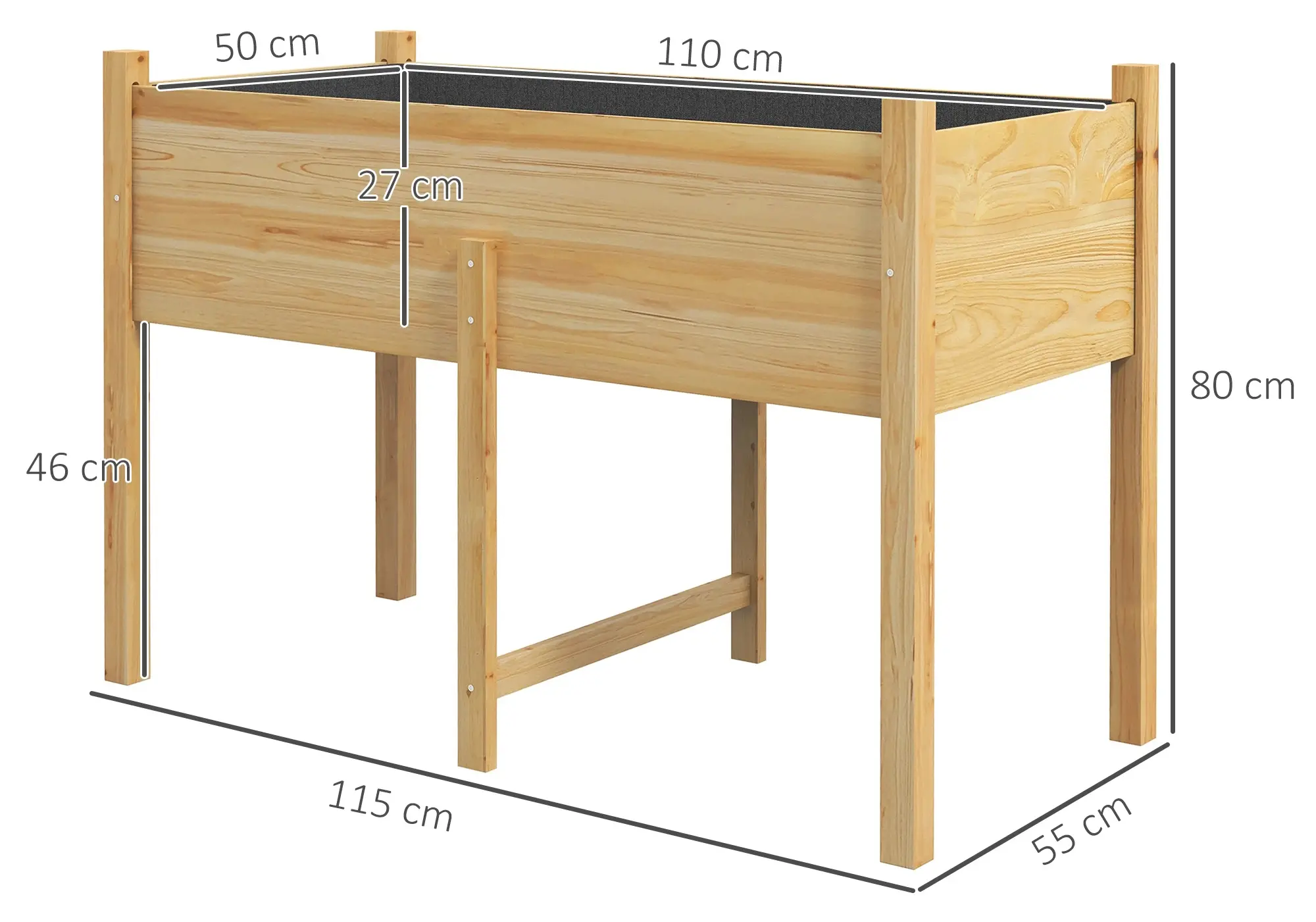 Pat de gradina inaltat Outsunny 845-966V00ND (Natural) - 8