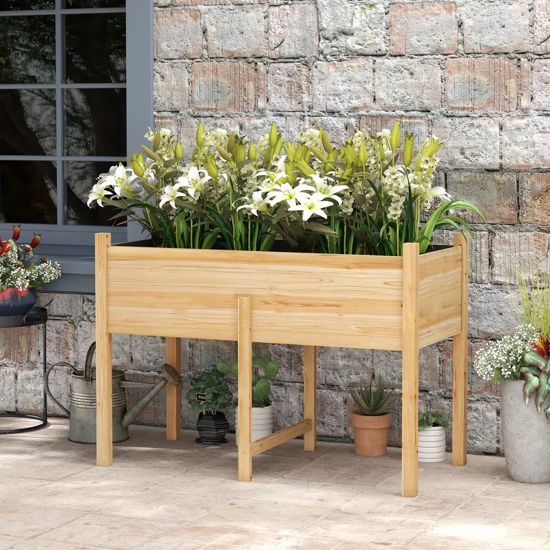 Pat de gradina inaltat Outsunny 845-966V00ND (Natural)