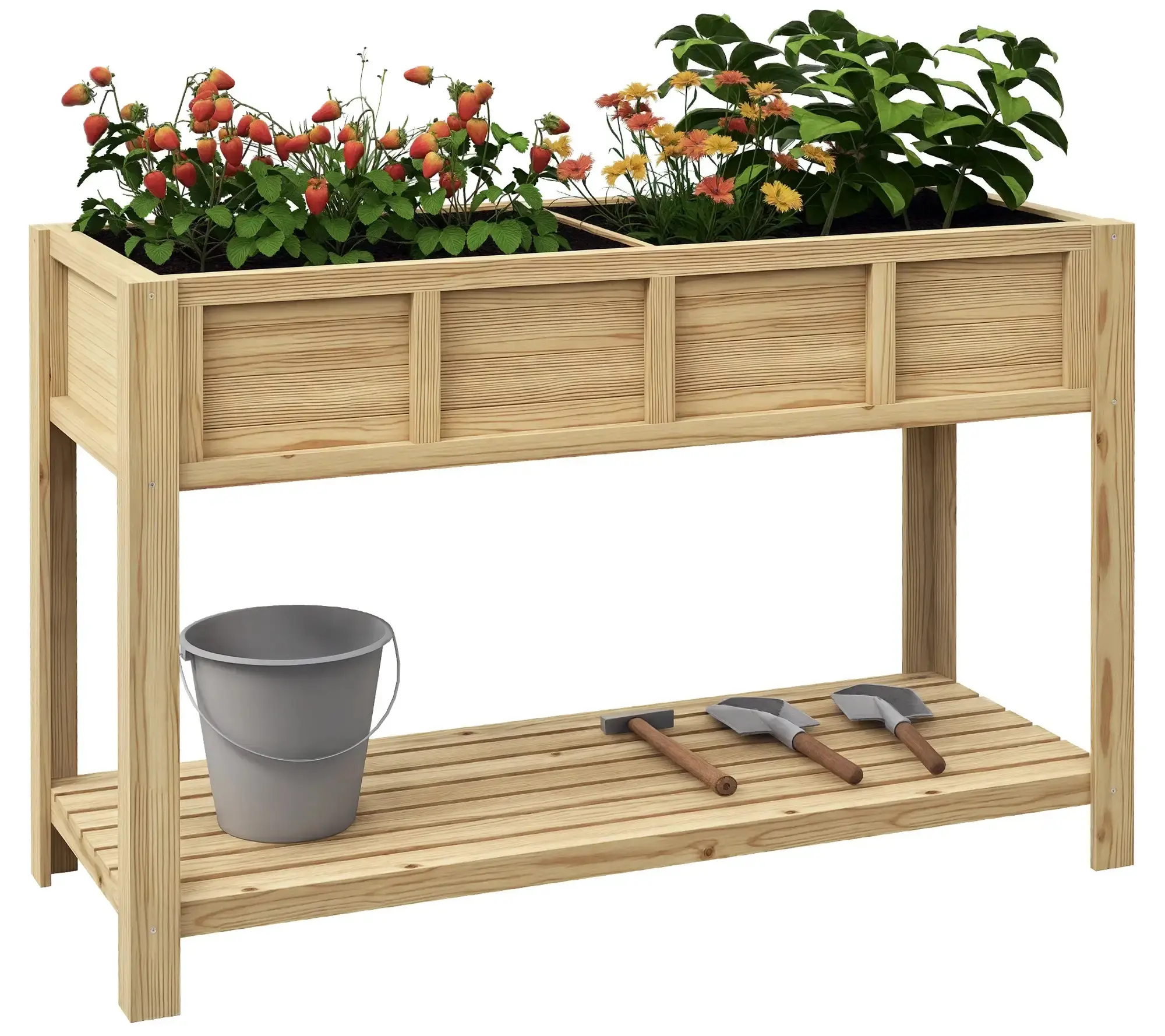 Pat de gradina inaltat Outsunny 84H-086V00ND (Natural)