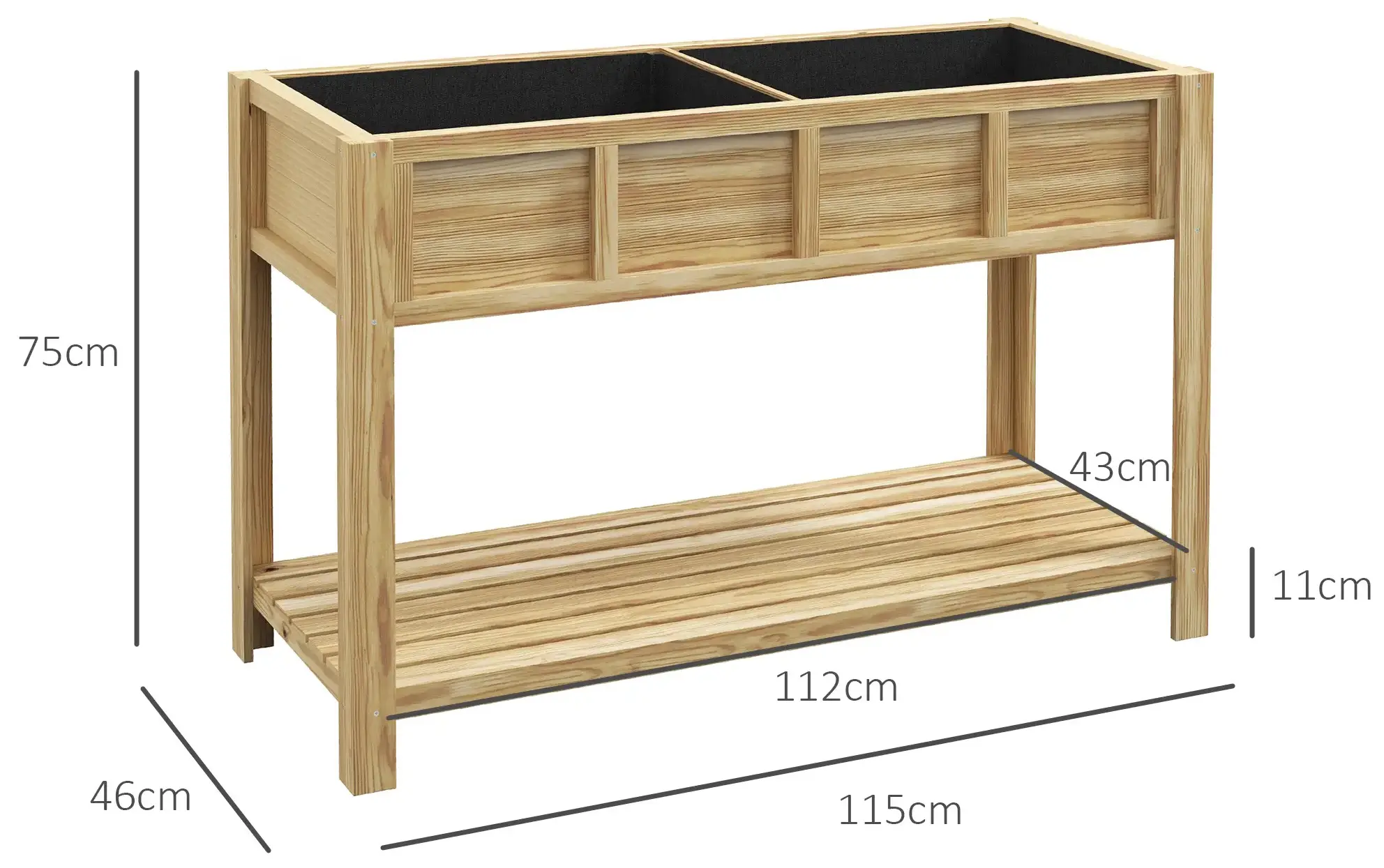 Pat de gradina inaltat Outsunny 84H-086V00ND (Natural)