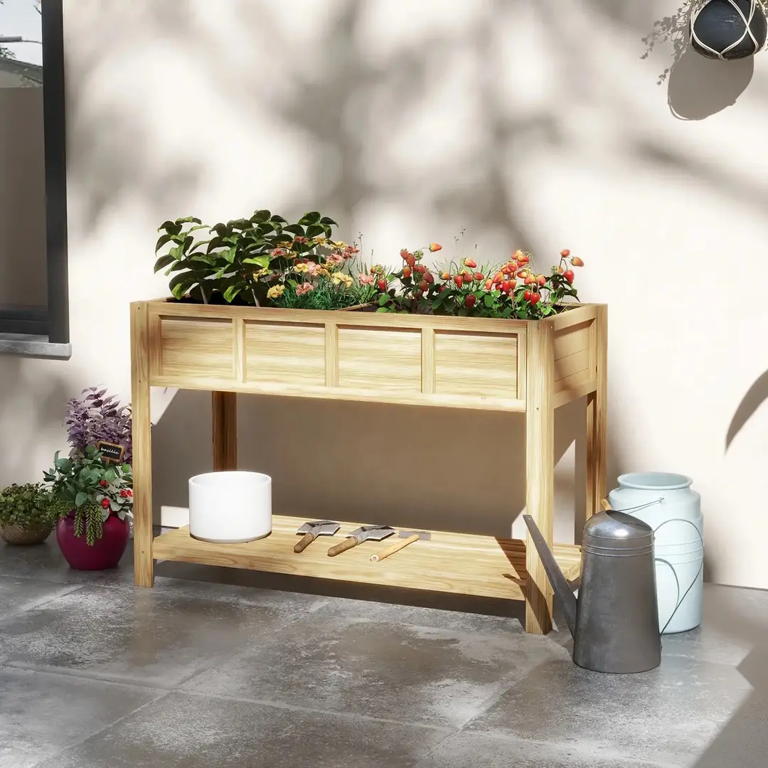 Pat de gradina inaltat Outsunny 84H-086V00ND (Natural)