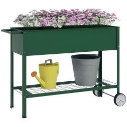 Pat de gradina cu picioare si roti Outsunny 845-384V01GN (Green) Thumb