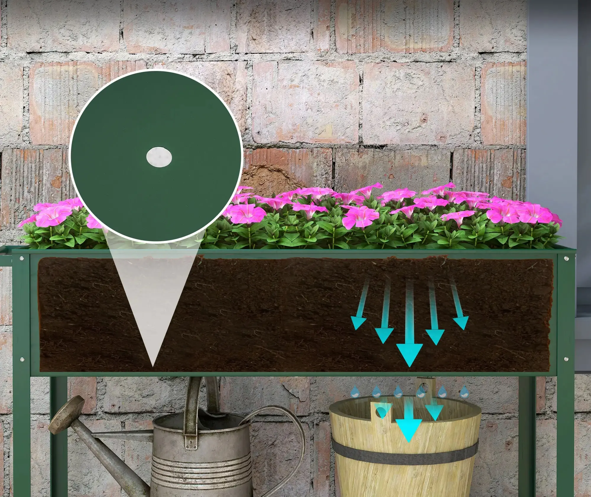 Pat de gradina cu picioare si roti Outsunny 845-384V01GN (Green) - 5