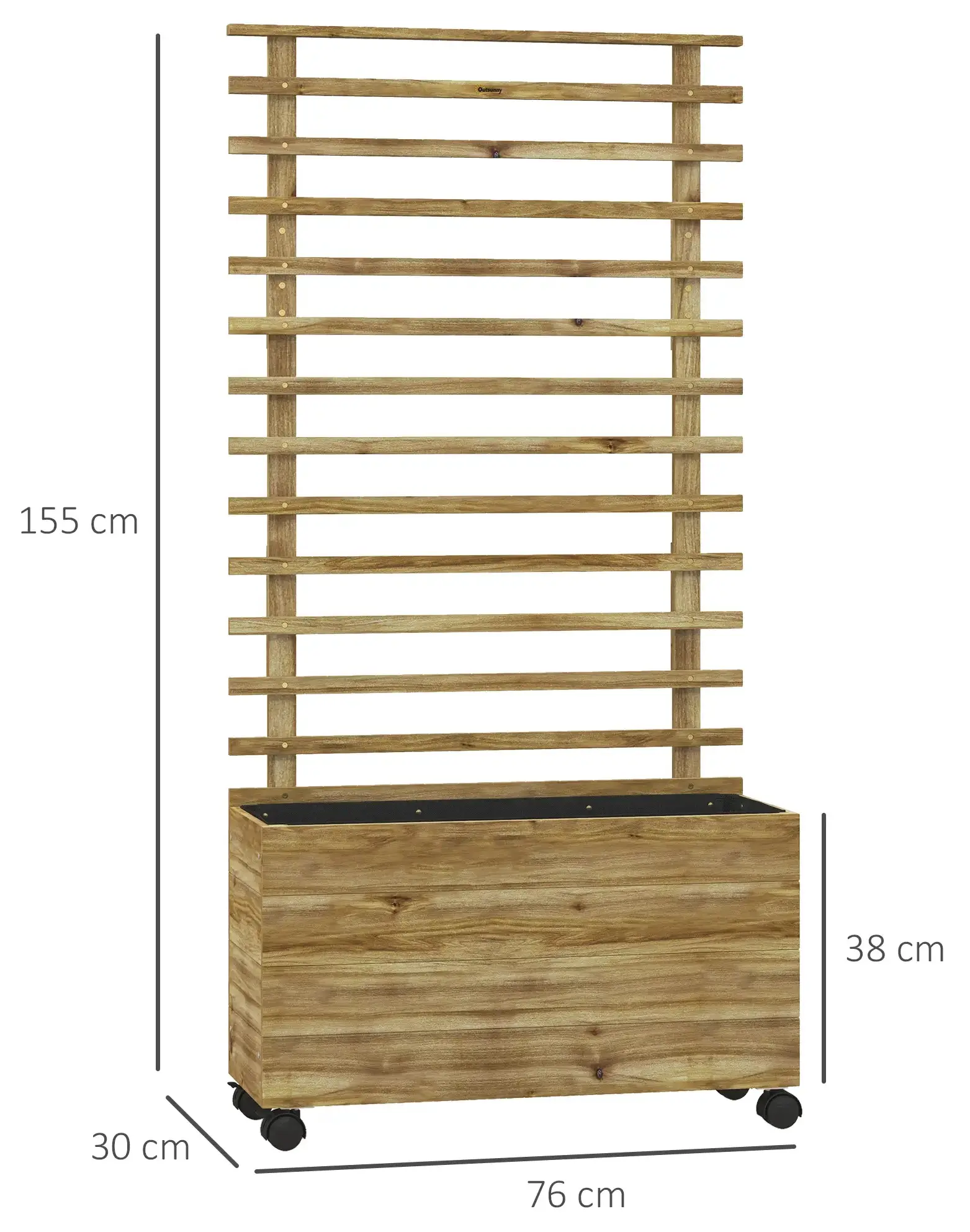 Pat de gradina cu spalier si roti Outsunny 845-584V00ND (Natural) - 6