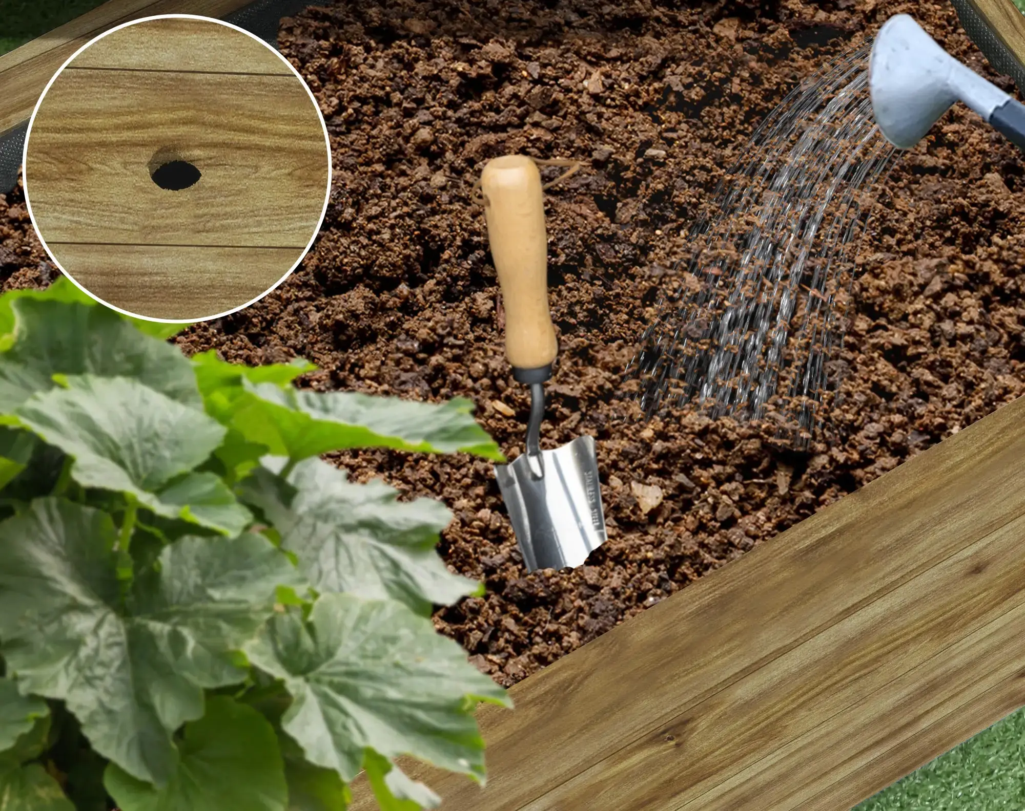 Pat de gradina cu spalier si roti Outsunny 845-584V00ND (Natural) - 7