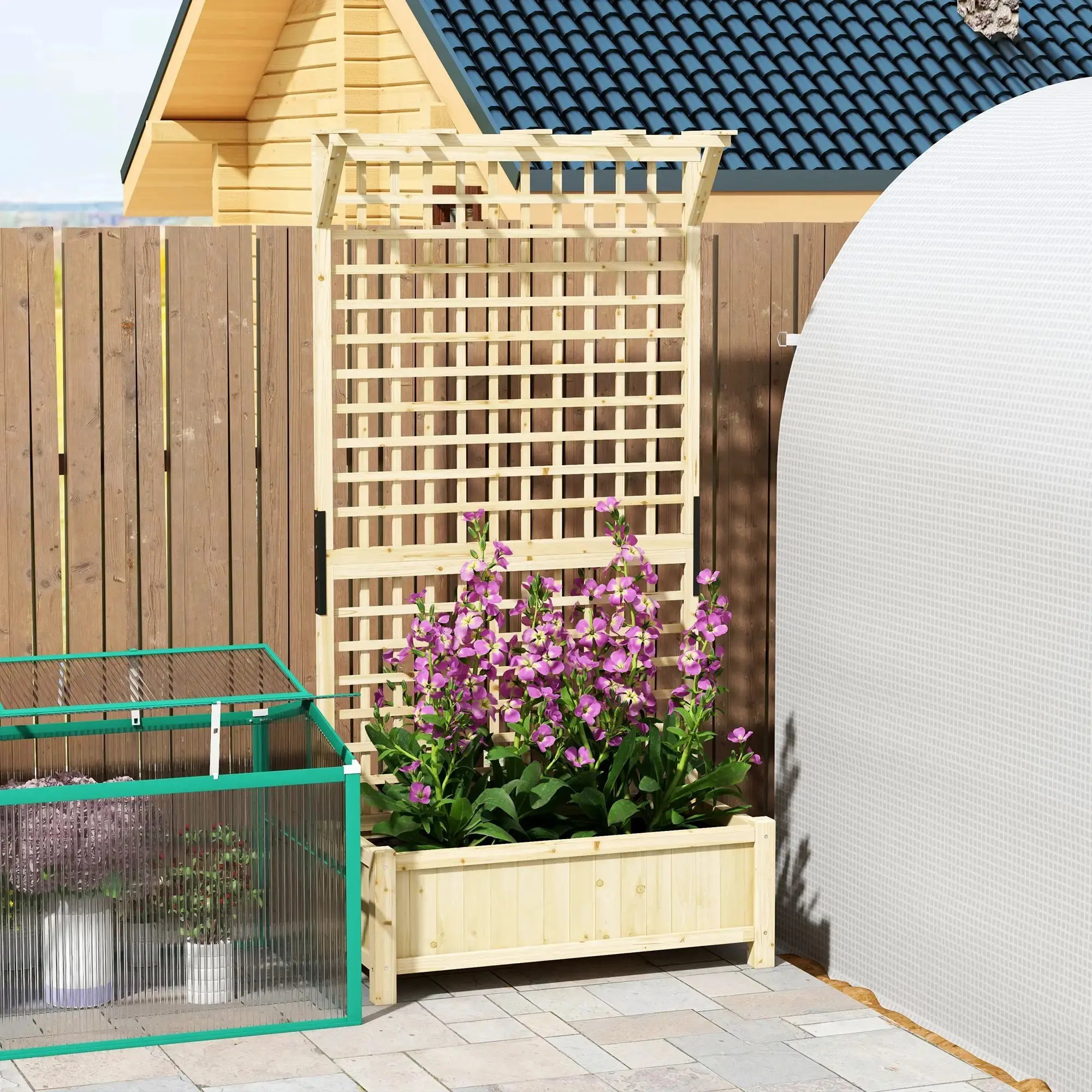 Грядка со шпалерой Outsunny 845-792V00ND (Natural) - 7