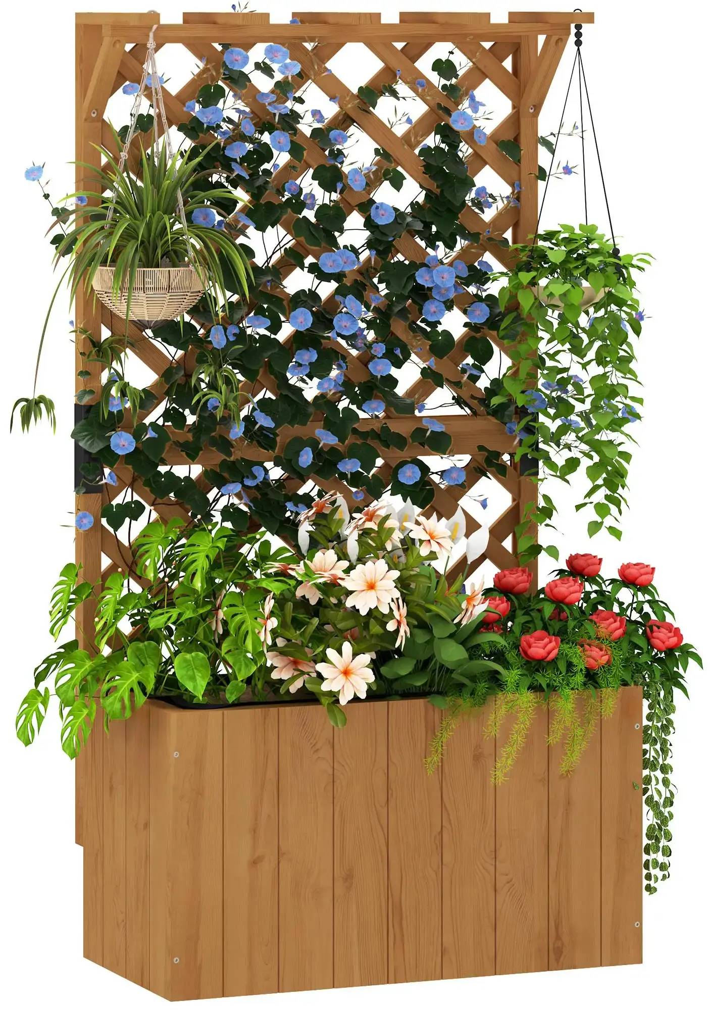 Pat de gradina cu spalier Outsunny 84H-254V00ND (Natural) - 4