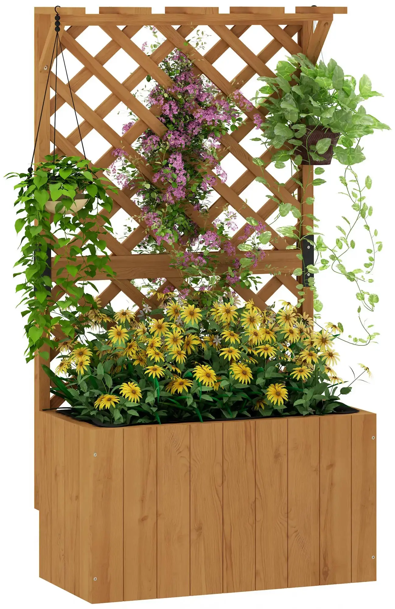 Pat de gradina cu spalier Outsunny 84H-254V00ND (Natural) - 5