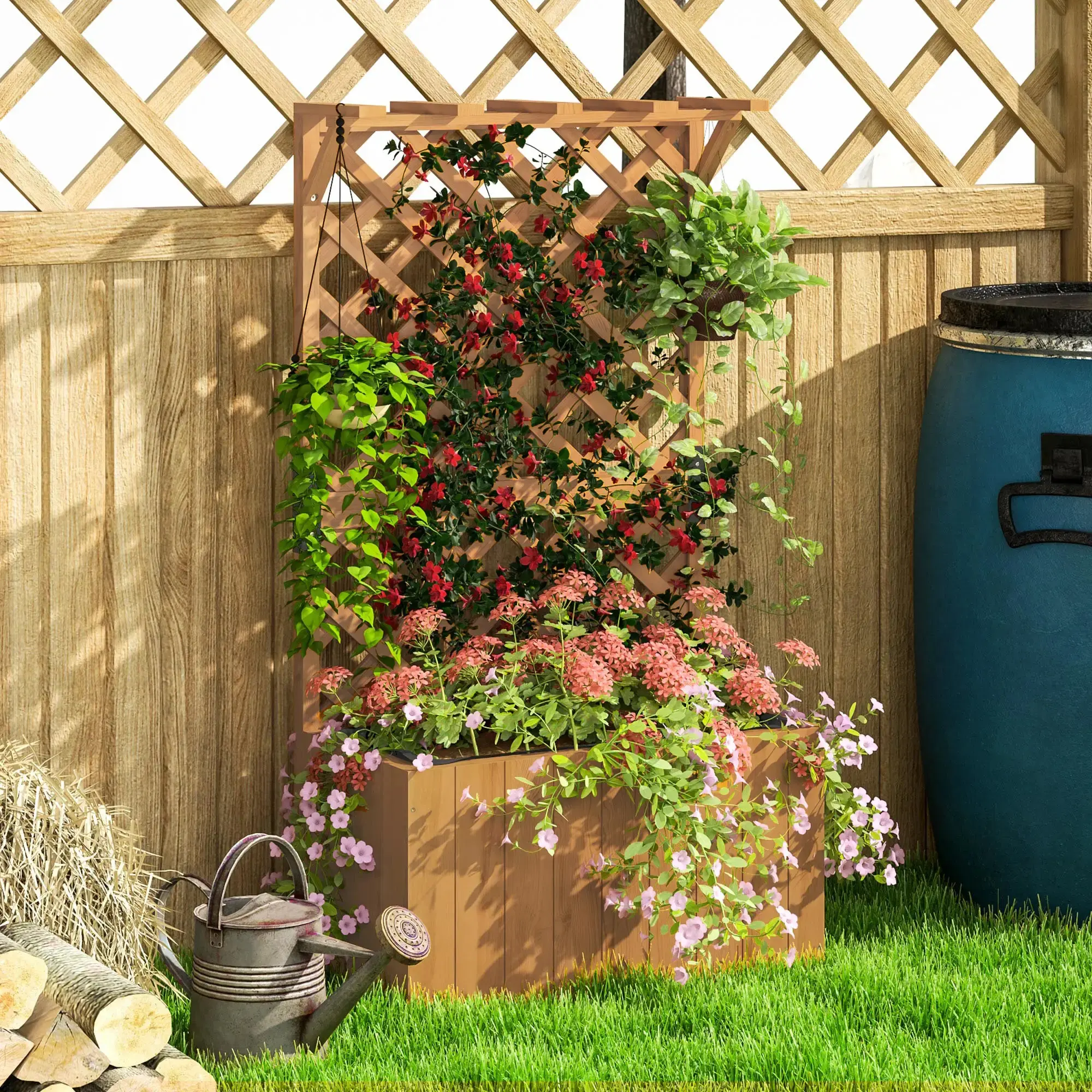 Pat de gradina cu spalier Outsunny 84H-254V00ND (Natural) - 8