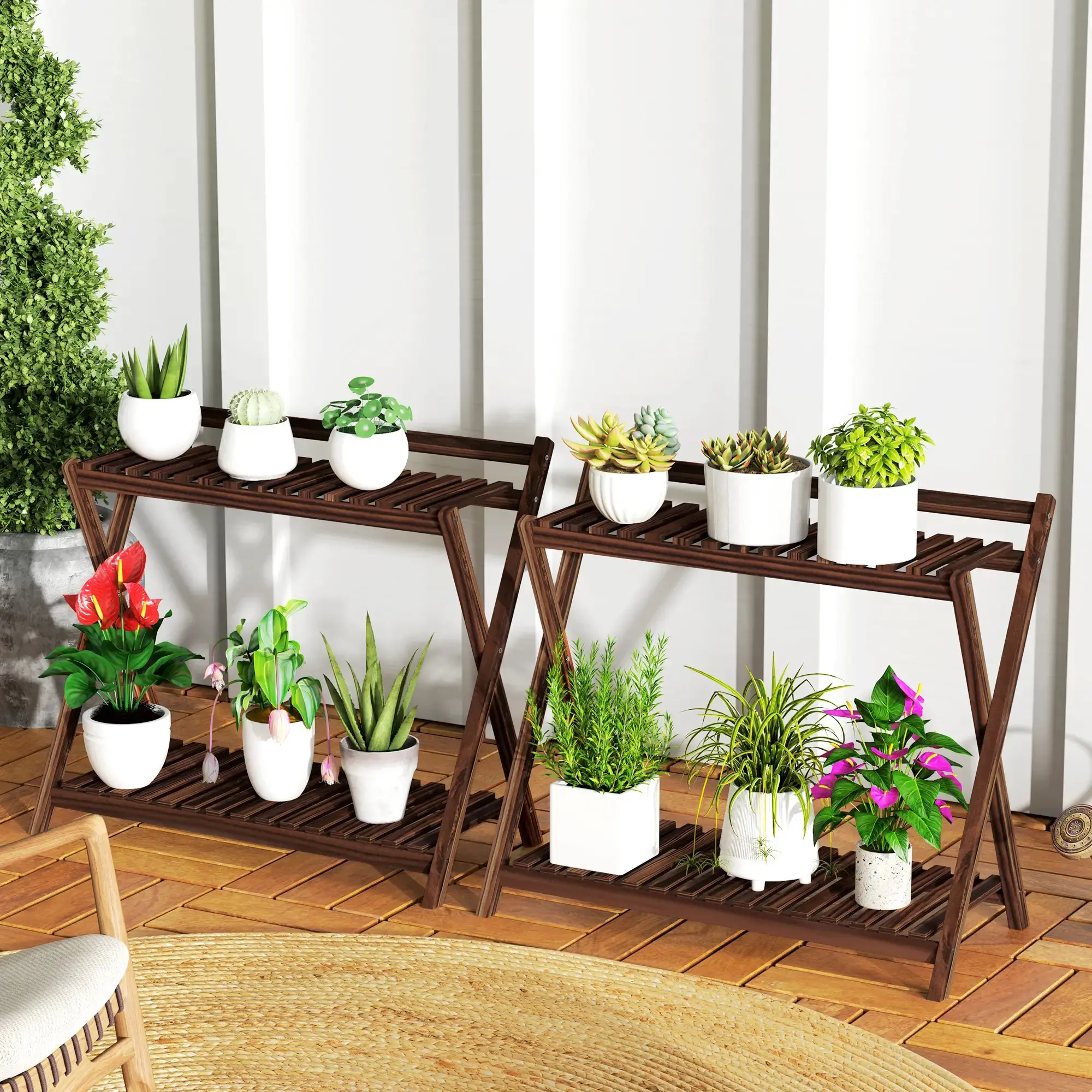 Комплект подставок для цветов Outsunny 84H-186V00TN 2pcs (Brown) - 6