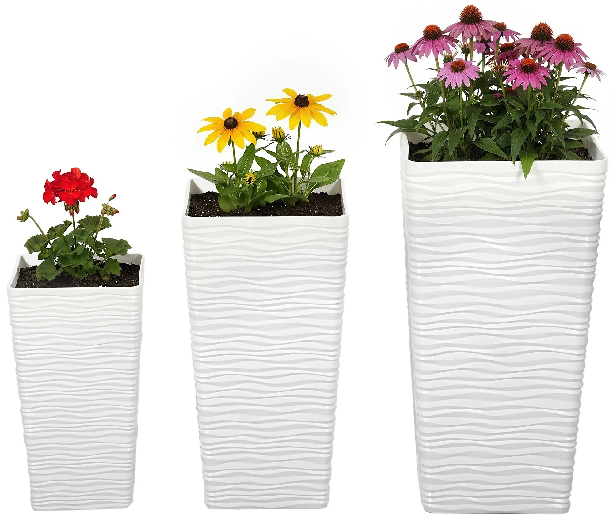 Набор цветочных горшков Outsunny 84H-473V00WT (White) - 3
