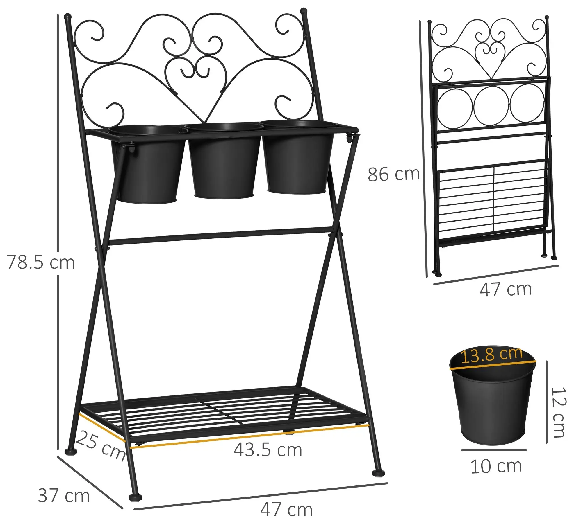 Подставка для цветов Outsunny 845-566BK (Black) - 9