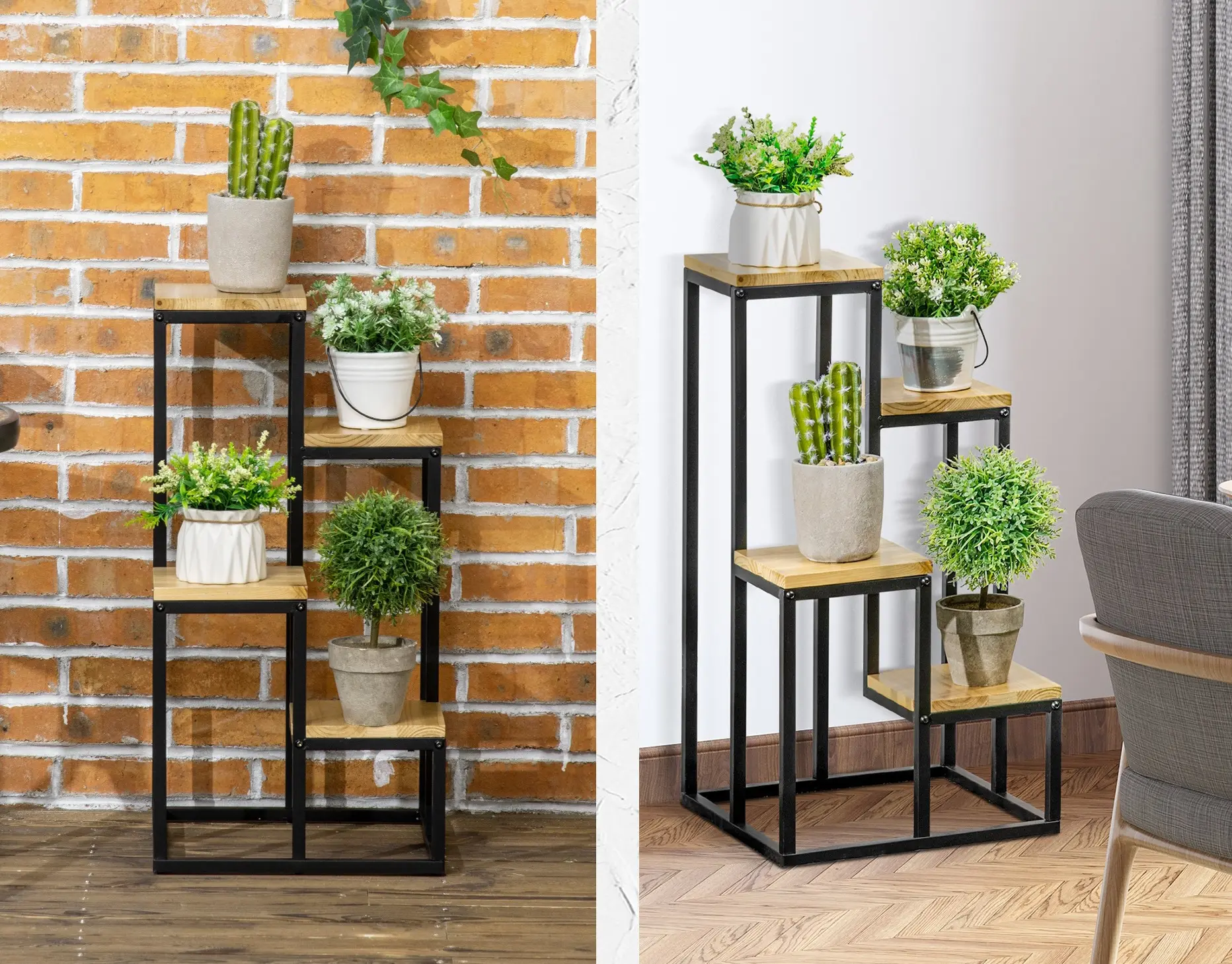 Suport pentru flori Outsunny 845-801V00ND (Natural/Black) - 6