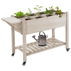 Pat de gradina inaltat cu roti Outsunny 845-396V01ND (Natural) Thumb