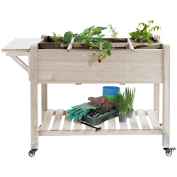 Pat de gradina inaltat cu roti Outsunny 845-396V01ND (Natural) Thumb