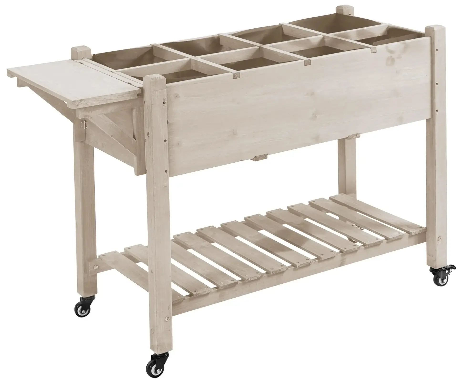 Pat de gradina inaltat cu roti Outsunny 845-396V01ND (Natural) - 4