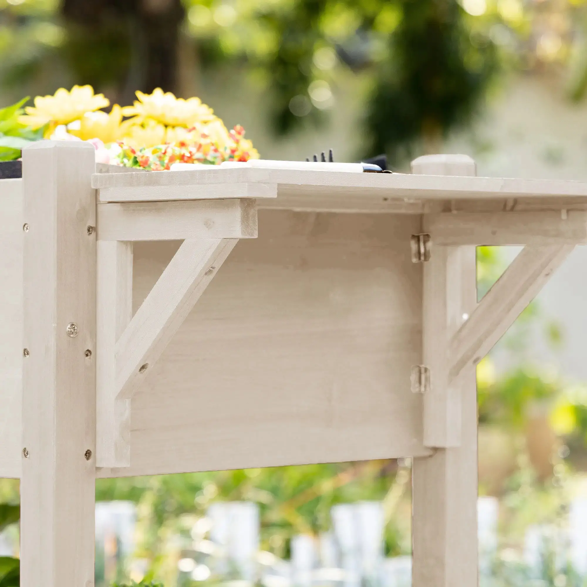 Pat de gradina inaltat cu roti Outsunny 845-396V01ND (Natural) - 5