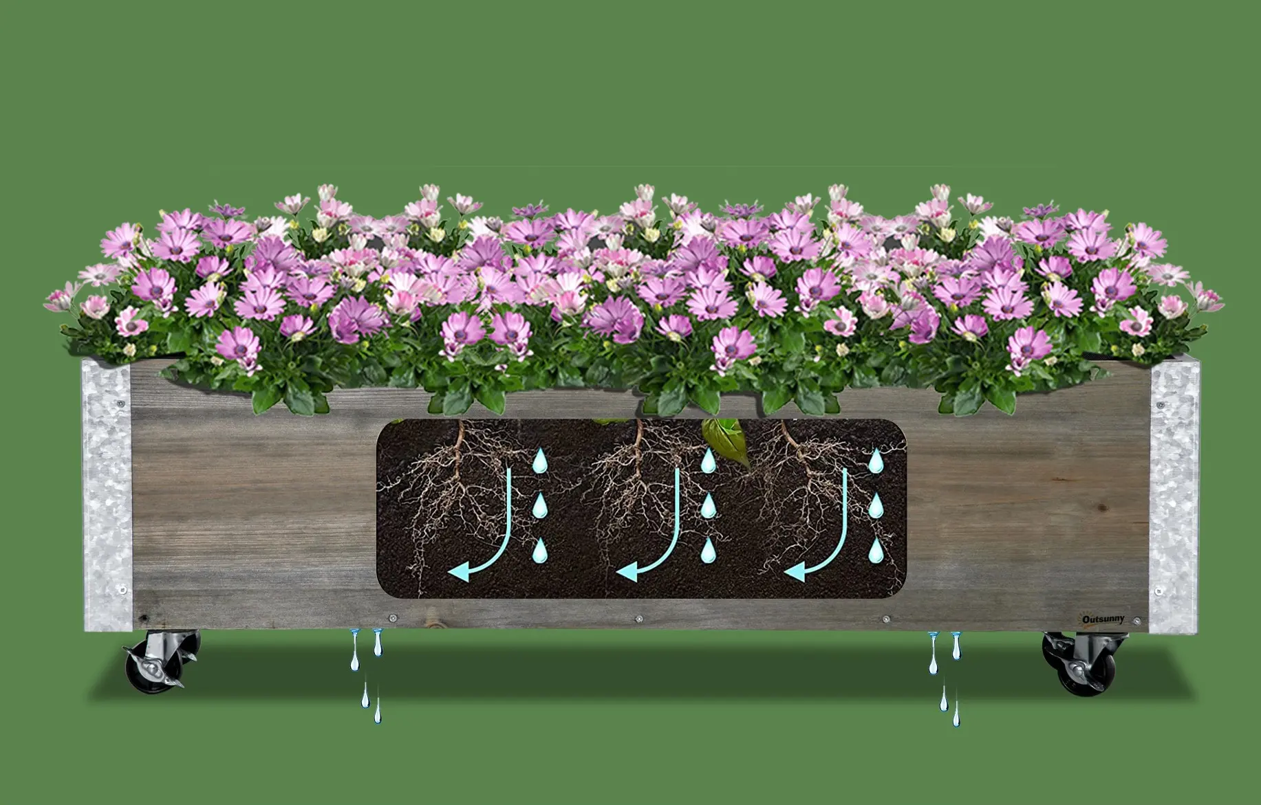 Приподнятая грядка на колесах Outsunny 845-631V01 (Light Grey) - 5