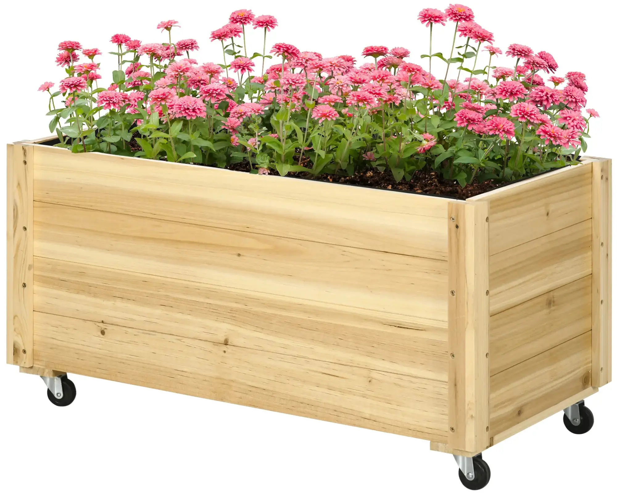 Приподнятая грядка на колесах Outsunny 845-910V00ND (Natural) - 3