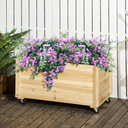 Pat de gradina inaltat cu roti Outsunny 845-910V00ND (Natural)