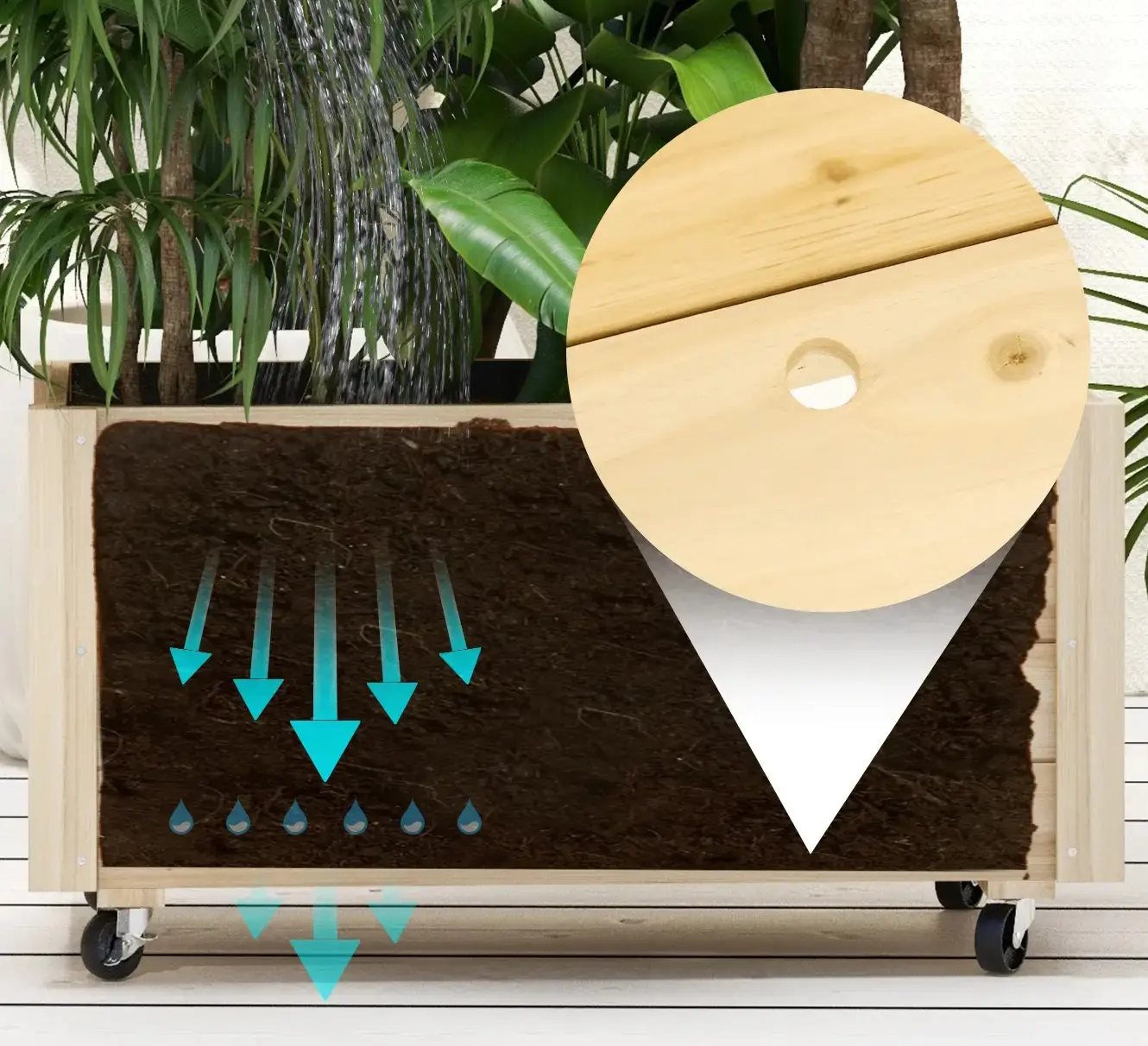 Приподнятая грядка на колесах Outsunny 845-910V00ND (Natural) - 7